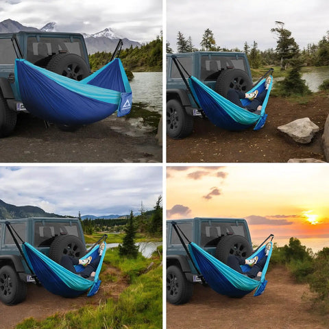 Beefed Up Hitch Mount Hammock Stand With Parachute Nylon Hammock And Storage Bag For 2 Inch Receiver Fits Class III And IV Trucks