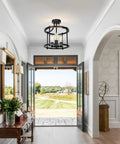 Dope Industrial Black Farmhouse Semi Flush Mount Ceiling Light Fixture With A Three Light Chandelier Style Rustic Vintage Style