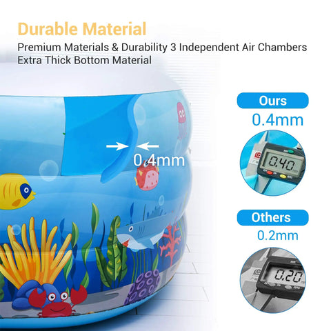 Ultra Spacious Family Sized Inflatable Pool 100 Inch By 66 Inch By 23 Inch Above Ground Kiddie Lounge Blow Up Pool material comparison