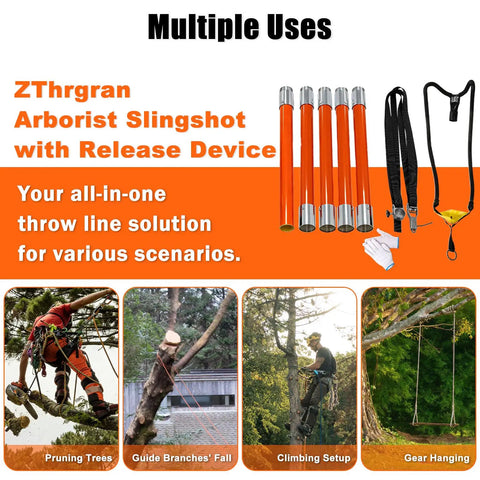 Arborist Throw Line Slingshot Kit With Trigger For Tree Work Portable Rope Placement Pro Grade Gear 16 Inch Fiberglass Rods