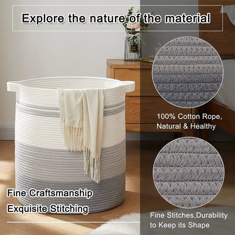 80 Liter Woven Laundry Hamper With Sturdy Handles And Decorative Storage Basket For Living Room Toy Bin Pillows Blankets And Clothes