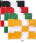 Four Pack Mini Golf Flags Set With Tube Inserts For Backyard Putting Green Practice, Fade Resistant 420D Nylon Flags, 8.5x6 inches.