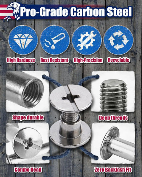 Badass Gold Chicago Screws For Leather Projects 125 Rock Solid Matched Sets of M5 Threaded Posts showing durability and precision features.