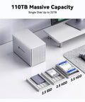 Heavy Duty Five Bay External Hard Drive Enclosure Usb C Aluminum Body with 2.5 SSD and 3.5 HDD for massive storage.