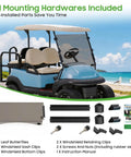 Heavy Duty Top Tier Golf Cart Windshield For Club Car Precedent Tempo Onward Two Thousand Four Up with included mounting hardware.