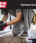 Person using Kick Butt 305 Stainless Steel Star Bugle Head Deck Screws for composite decking installation.