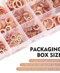 Copper Washers 200-Piece Metric Crush Washer Set in clear plastic box, 9 Sizes Flat Ring Oil Drain Plug Sealing Gaskets assortment