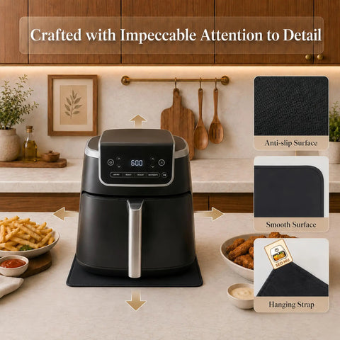 Sliding Mat For Air Fryer AF141 AF101 FN101 with anti-slip and smooth surfaces, hanging strap, protects countertop