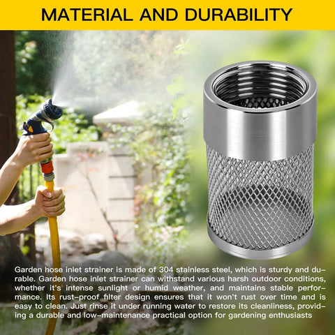 2 Pack 25mm Garden Hose Strainer Inline Filter Heavy Duty For Livewell Pumps And Sprayers Debris Catcher shown in garden use