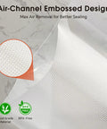 Close-up of embossed 8 By 12 Inch Vacuum Sealer Bags Pre Cut Quart Size with BPA free label.