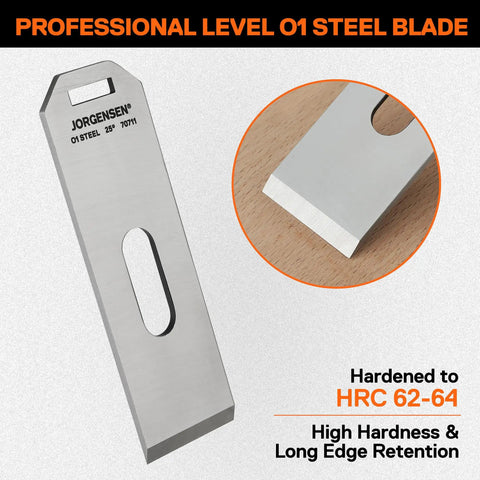 Pro Grade No Sixty Half Block Plane Blade O1 Tool Steel For Adjustable Low Angle Wood Planers Hrc 62 To 64 showcased on a wooden surface.