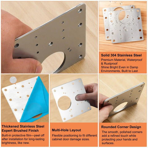 20 Piece Cabinet Hinge Repair Plate Kit stainless steel mounting plate for kitchen cabinets and furniture reinforcement