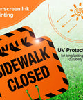 Heavy Duty Plastic Sidewalk Closed Signs Bulk 6 Pack UV protected ink for long-lasting visibility on job sites.