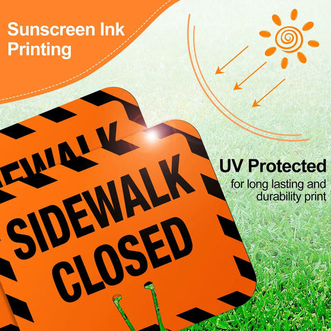 Heavy Duty Plastic Sidewalk Closed Signs Bulk 6 Pack UV protected ink for long-lasting visibility on job sites.