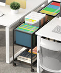 Rolling File Cart With Wheels For Hanging Folders Mobile Metal File Cabinet On Casters That Fits Letter Size Durable Black Home Office Organizer For Papers And Documents Keeps Your Desk Tidy