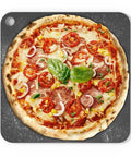 High Heat Pizza Steel For Oven And Grill 13 By 13 Inch One Quarter Inch Thick With Lifting Holes Baking Stone showing crispy pizza