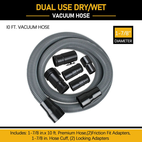 10ft Heavy Duty 1-7/8 Inch Wet Dry Vacuum Hose And Accessories Kit Compatible With Ridgid And Craftsman Vacs