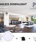 Living room with Slim LED Canless Recessed Downlight 6 Inch, 12W, 1027 Lumens, 5 CCT adjustable ceiling light installation.