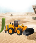 Large Wheeled Loader Heavy Duty Construction Metal Bulldozer Toy For Kids Outdoor Sandbox Car in desert scene with camel