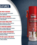 Top Shelf Wide Spray Foam Insulation Kit, Heavy Duty Polyurethane Sealant Class A Fire Rated For Attics And Wall Cavities, Straight Shooter Smart Trigger Can, No Sweat Thermal Barrier For Tight Fits Six Pack features and uses.