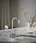 Jolt 2-Handle Bar Faucet Polished Chrome Deck Mounted Widespread 3-Hole Kitchen Sink Faucet with all metal construction in modern kitchen