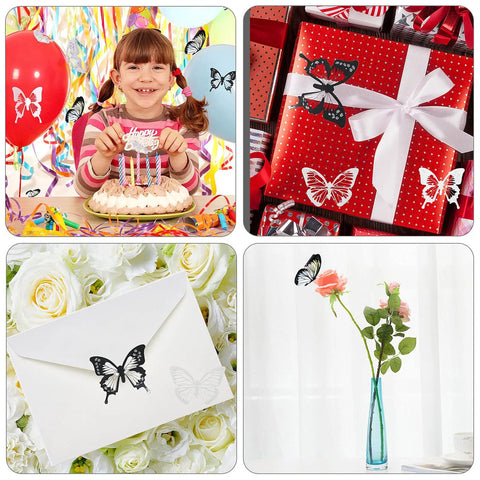 72 Piece Butterfly Wall Decor Sticker Set Removable 3D Mural Butterflies For Home Decor featured at party, gift, envelope, and vase.