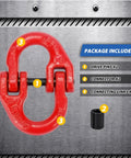 Half Inch Tow Hitch Hammer Lock Safety Chain Adapter Connector Link G80 Alloy Steel Red Powder Coat 12000 Lbs