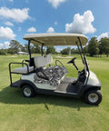 Two Seater Golf Cart Seat Covers Black And Grey Microfiber Towel Blanket Soft Breathable Absorbent Non Slip Bench Seat Protector
