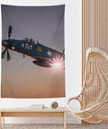 World War II Aircraft Wall Tapestry Large Polyester Print With Easy Hang Kit For Bedroom, featuring navy plane