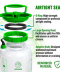 1.3 Gallon Pump Sprayer With Adjustable Nozzle And Shoulder Strap For Lawn And Garden Care showing airtight seal components