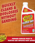 Prepaint Surface Prep Cleaner For Cabinets Trim Doors And Furniture No Sanding Needed Removes Dirt Grease And Gloss For Superior Paint Adhesion 32 Oz Deglosser bottle on wooden table