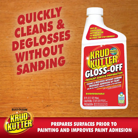 Prepaint Surface Prep Cleaner For Cabinets Trim Doors And Furniture No Sanding Needed Removes Dirt Grease And Gloss For Superior Paint Adhesion 32 Oz Deglosser bottle on wooden table