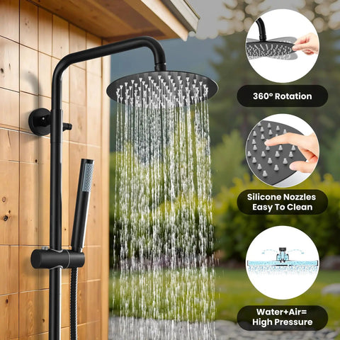 Built Like A Tank Outdoor Shower Kit With Solid 304 Stainless Steel And Sleek Matte Black Coating That Handles Rain And Rust Without Any Drama For Backyards Poolsides Terraces Or Weekend Camping Trips