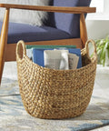 Extra Large Natural Water Hyacinth Boat Basket With Steel Frame For Home Storage And Decor Durable Handwoven Basket With Sturdy Handles