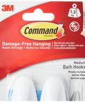 Hella Strong Damage Free Bathroom Hooks With Water Resistant Adhesive Strips No Sweat Installation medium white hooks package.