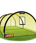 Upgraded 22 Foot By 12 Foot By 8 Foot Baseball And Softball Batting Cage Net With Pitching Machine Hole on grass