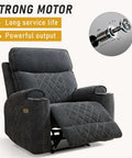 Electric Power Recliner Chair With Soft Fabric Upholstery Overstuffed Heavy Duty Sofa Chair With Metal Cup Holders Adjustable 100 Degree To 160 Degree Perfect For Living Room Or Bedroom Dark Gray, featuring motor details.