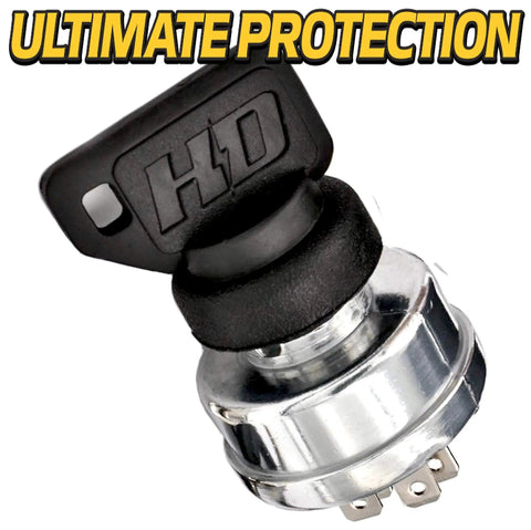 Dual Protection HD Switch Lawn Mower Ignition Key Replacement featuring upgraded soft grip and metal switch base.