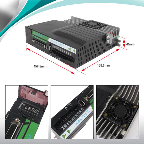 Beefy Without Brake 750W AC Servo Motor Kit For CNC Machines 220V 4.4A 3000rpm 17 Bit Encoder RS485 Servo Motor Driver close-up