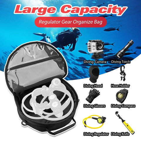 Portable Scuba Regulator Bag For Divers Heavy Duty Protective Travel Case With Wet Dry Compartment And Built In PVC Pocket