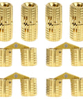 Hidden Barrel Hinges Set Eight Pack With Sixteen Screws For Cabinets And Furniture Concealed 180 Degree Opening Copper Hardware