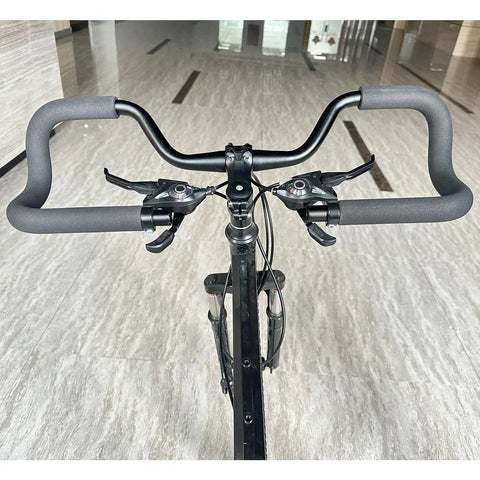 Butterfly Style Aluminum Alloy Handlebar Wide Three Dimensional Rest Bar For Trekking Mountain And Road Bikes With Sponge Cover 31.8mm Clamp And 620mm Length front view