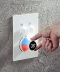 Digital Display Rainfall Shower Faucet Set With Real Time Temperature Reading control panel showing temperature readout and adjustment knobs.