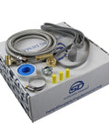 Universal Dishwasher Install Kit With 6 Foot Stainless Steel Hose And 6 Foot Power Cable Copper Elbow Wire Connectors Teflon Tape