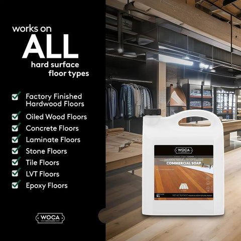 Commercial Soap Floor Cleaner Concentrate For All Floor Surfaces Pro Grade Plant Based Formula Safe On Sealed Hardwood Tile Stone Laminate Vinyl LVT Ceramic Tile Streak Free Shine Deep Clean For Home Or Business, 5L jug