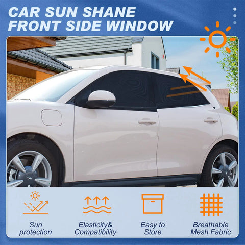 4 Pack Car Window Screen Mesh Shades For Front And Rear Windows Breathable Privacy Sun Covers shown on car