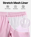 Mens Dope Swim Trunks 5 Inch Quick Dry Board Shorts With Mesh Lining And Zip Pockets Pink Medium mesh liner detail