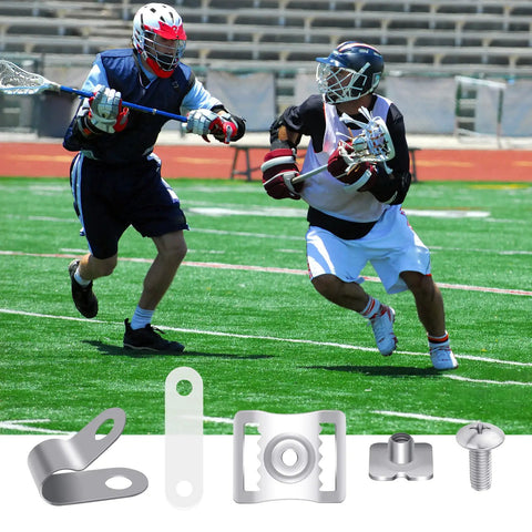 Two athletes playing with 51 Pack All In One Helmet Repair Kit For Football Hockey Baseball Softball Gear With Screws Nuts J Clips