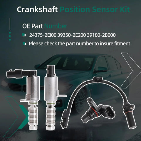 Intake And Exhaust Variable Valve Timing VVT Solenoid And Crankshaft Position Sensor Kit For Hyundai And Kia 2016 To 2021