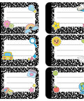144 Piece Composition Name Tag Stickers for Students Classroom Decor in Six Styles White and Black Name Tags 2.6 by 3.5 Inches
